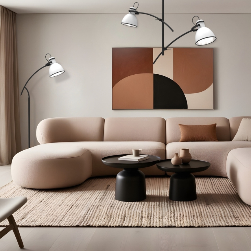 Candeeiro de tecto com haste ZUMBA 2xE27/60W/230V branco/preto