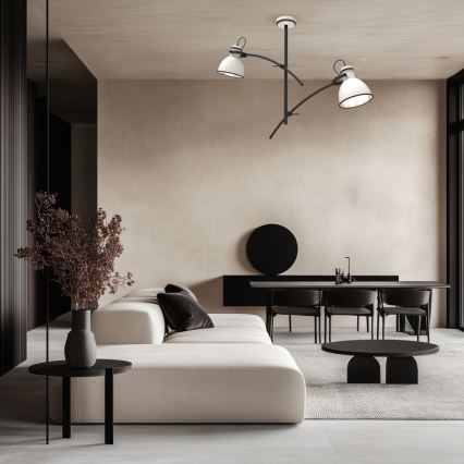 Candeeiro de tecto com haste ZUMBA 2xE27/60W/230V branco/preto