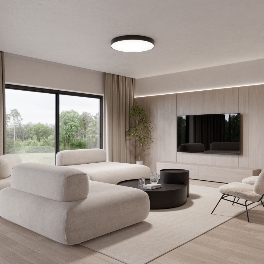 Candeeiro de teto com sensor de movimento e sensor crepuscular CLEO 5xE27/24W/230V diâmetro 60 cm preto