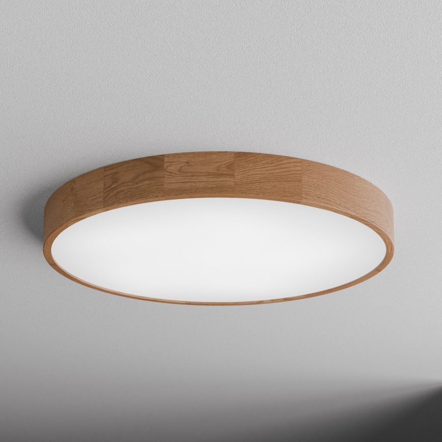 Candeeiro de teto com sensor de movimento e de crepúsculo CLEO, 6xE27/24W/230V, diâmetro 80 cm, acabamento em carvalho