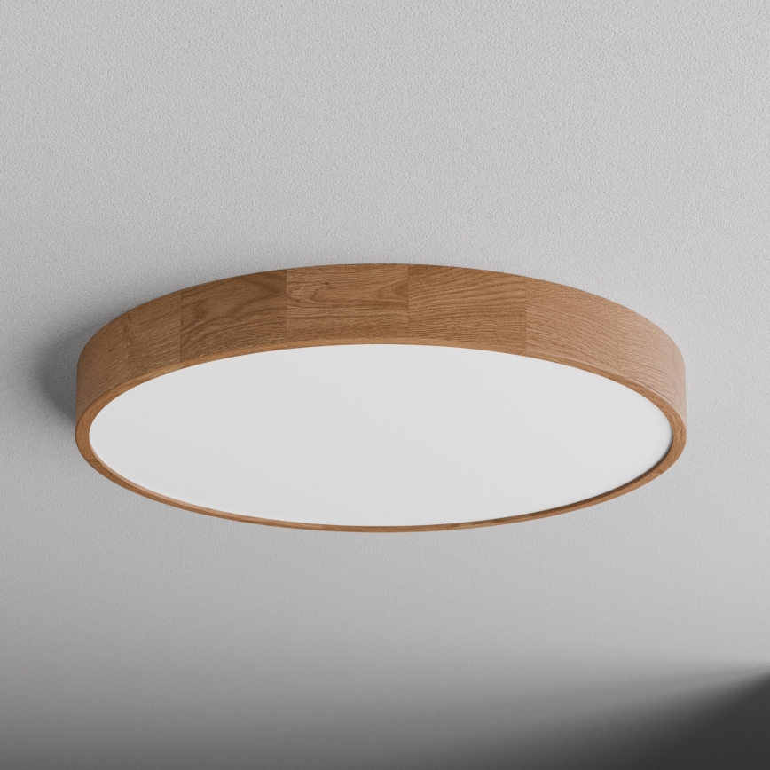 Candeeiro de teto com sensor de movimento e de crepúsculo CLEO, 6xE27/24W/230V, diâmetro 80 cm, acabamento em carvalho