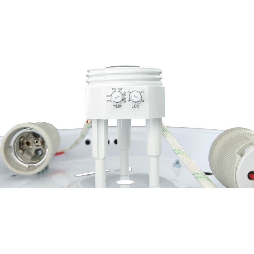 Luminária de teto MANA com sensor de movimento e crepuscular, 2xE27/40W/230V, diâmetro 30 cm, branca