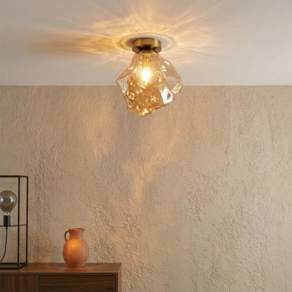 Candeeiro de tecto CRISTAL 1xE14/15W/230V latão/bege fumê