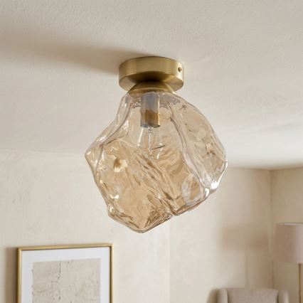 Candeeiro de tecto CRISTAL 1xE14/15W/230V latão/bege fumê