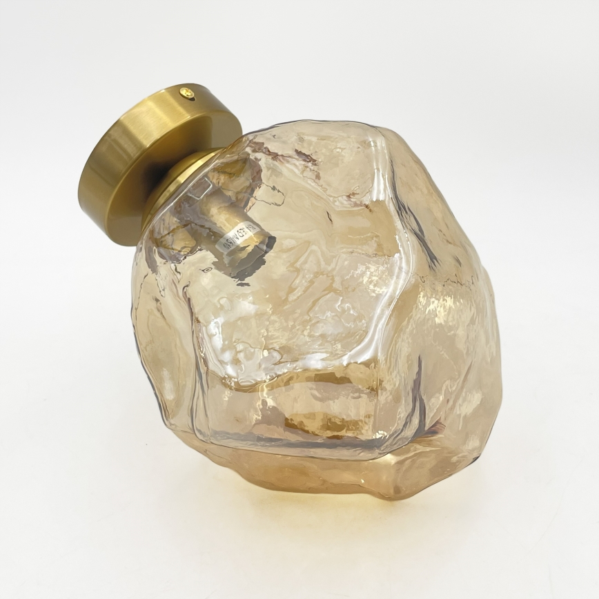 Candeeiro de tecto CRISTAL 1xE14/15W/230V latão/bege fumê