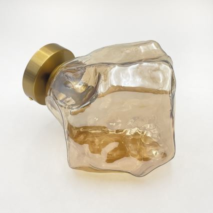 Candeeiro de tecto CRISTAL 1xE14/15W/230V latão/bege fumê