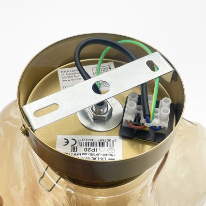 Candeeiro de tecto CRISTAL 1xE14/15W/230V latão/bege fumê