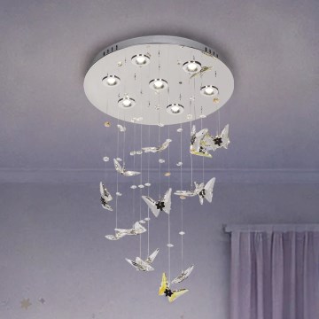 Candeeiro de tecto de cristal LED MURU LED/24W/230V Ø 40 cm cromado brilhante + comando remoto