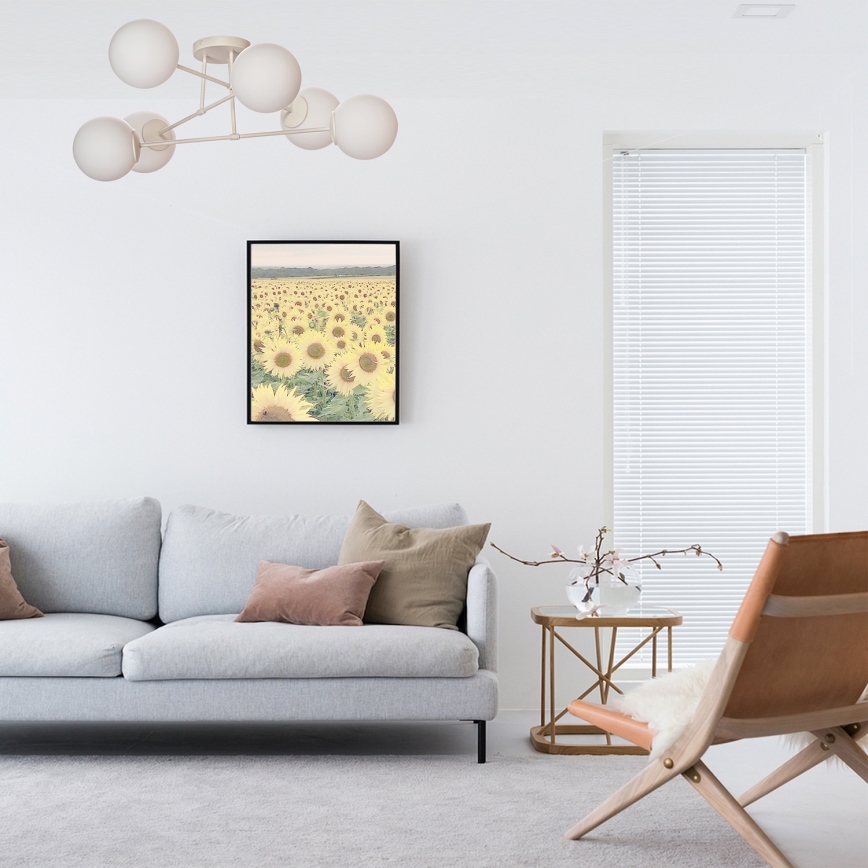 Candeeiro de tecto de montagem à superfície MOON 6xE27/15W/230V cor creme