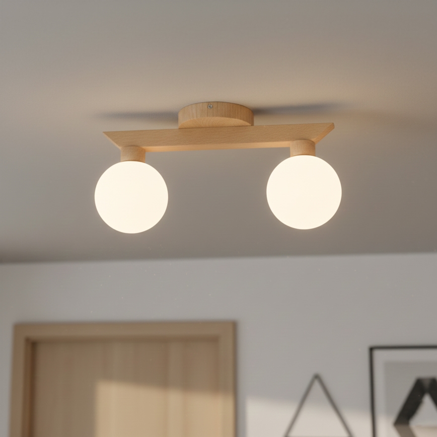 Candeeiro de tecto de montagem aparente ANTONIO 2xG9/5W/230V carvalho/branco