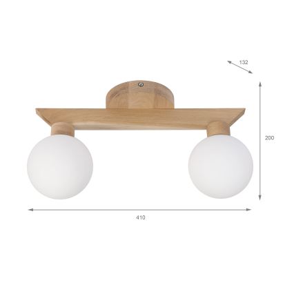 Candeeiro de tecto de montagem aparente ANTONIO 2xG9/5W/230V carvalho/branco