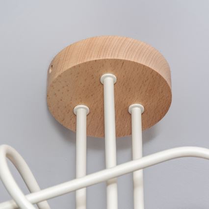 Candeeiro de tecto de montagem aparente OXFORD 3xE27/15W/230V pinho/creme