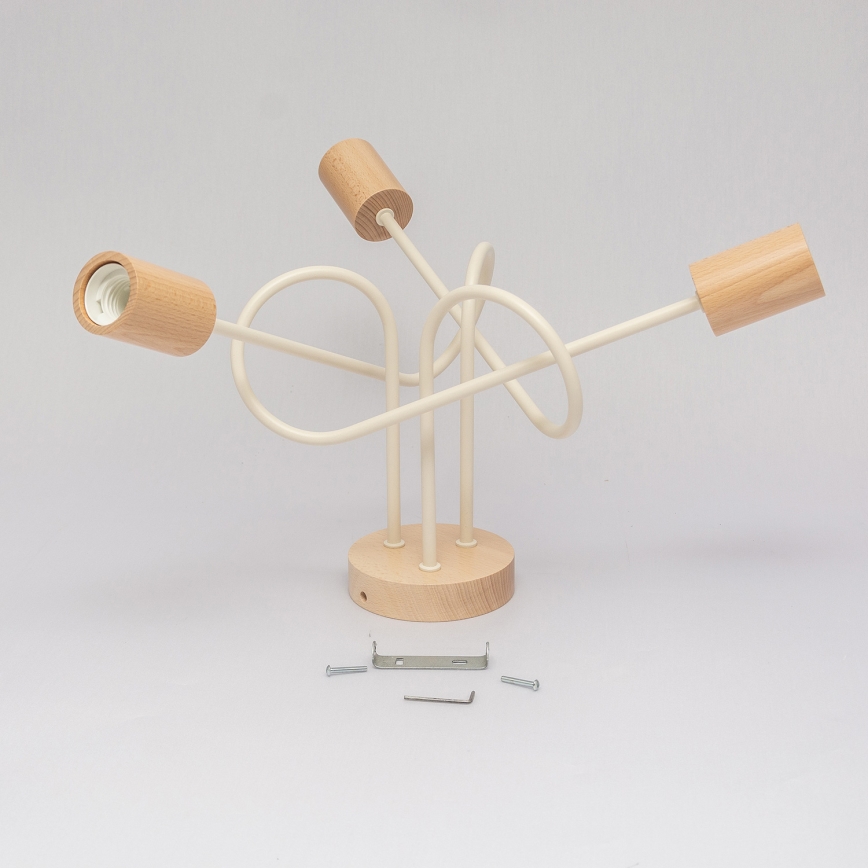 Candeeiro de tecto de montagem aparente OXFORD 3xE27/15W/230V pinho/creme