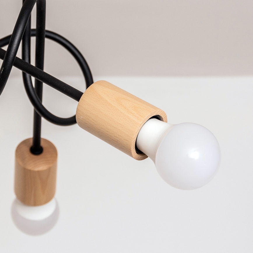 Candeeiro de tecto de montagem superficial OXFORD 5xE27/15W/230V pinho/preto