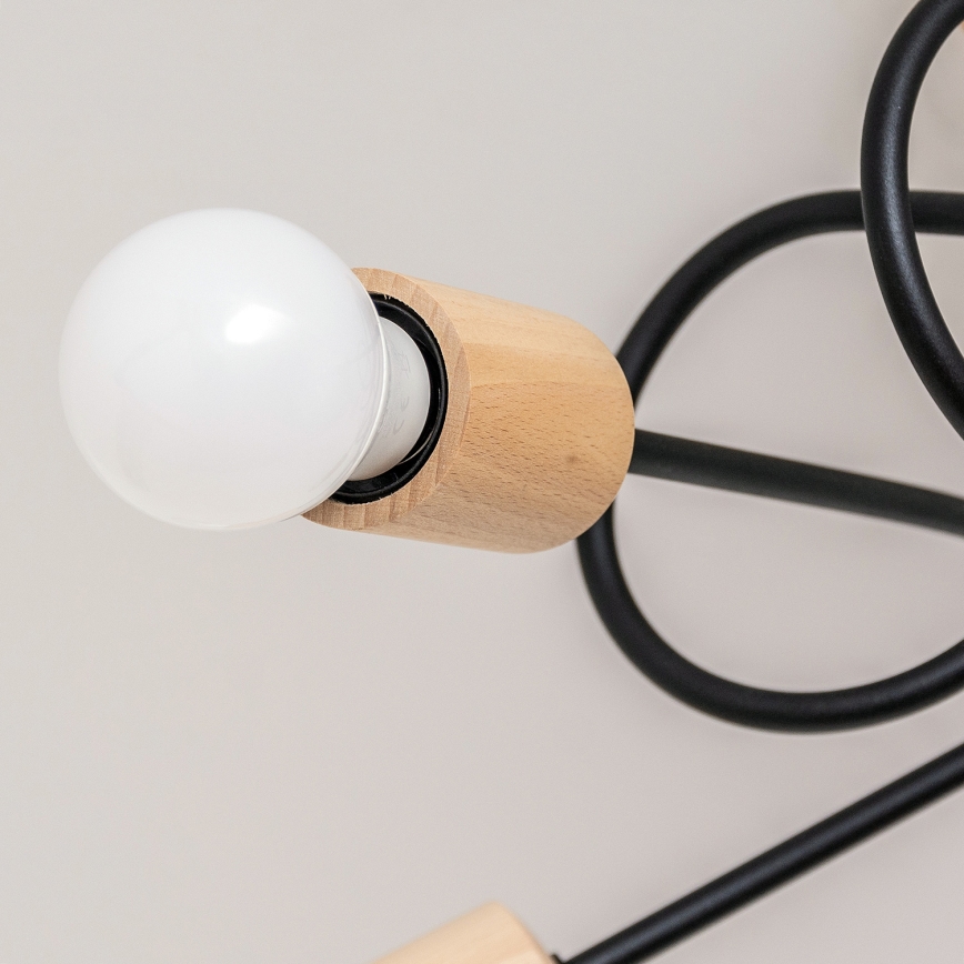 Candeeiro de tecto de montagem superficial OXFORD 5xE27/15W/230V pinho/preto