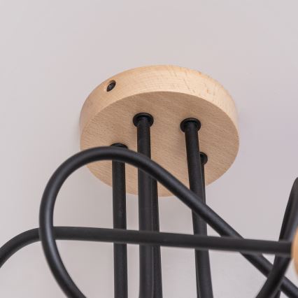 Candeeiro de tecto de montagem superficial OXFORD 5xE27/15W/230V pinho/preto