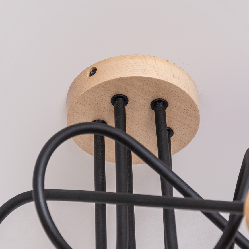 Candeeiro de tecto de montagem superficial OXFORD 5xE27/15W/230V pinho/preto