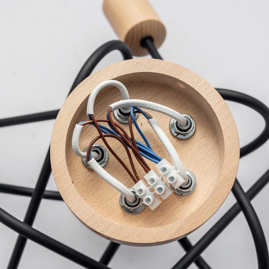 Candeeiro de tecto de montagem superficial OXFORD 5xE27/15W/230V pinho/preto