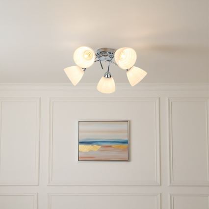 Candeeiro de tecto de sobrepor CLARA 5xE27/15W/230V cromado brilhante