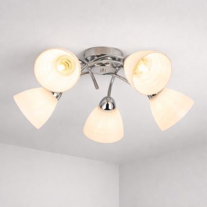 Candeeiro de tecto de sobrepor CLARA 5xE27/15W/230V cromado brilhante