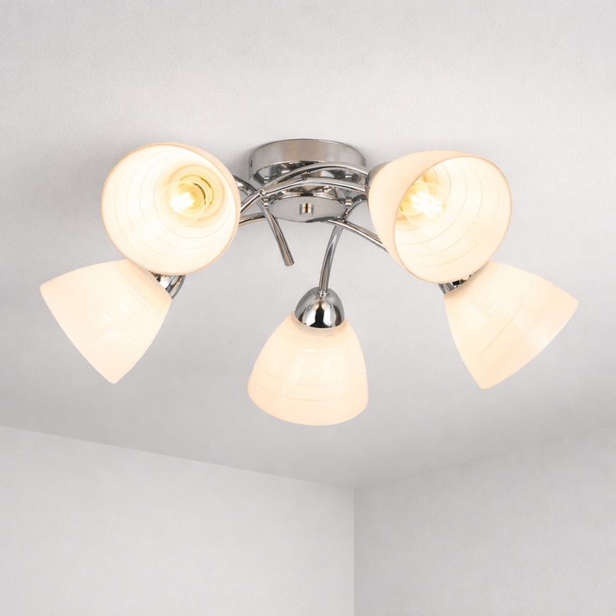 Candeeiro de tecto de sobrepor CLARA 5xE27/15W/230V cromado brilhante