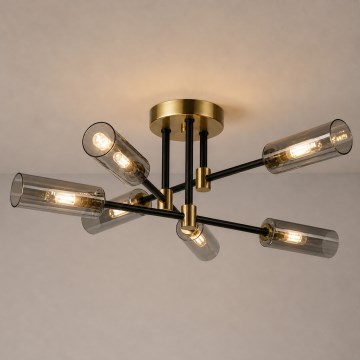 Candeeiro de tecto de sobrepor TESSA 6xG9/5W/230V latão/preto fumê