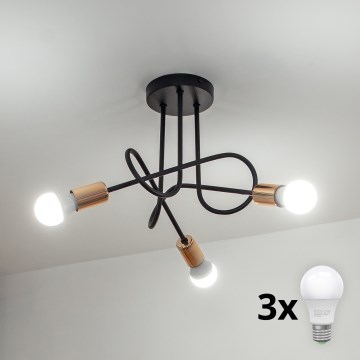 Candeeiro de tecto de superfície LED OXFORD 3xE27/15W/230V preto