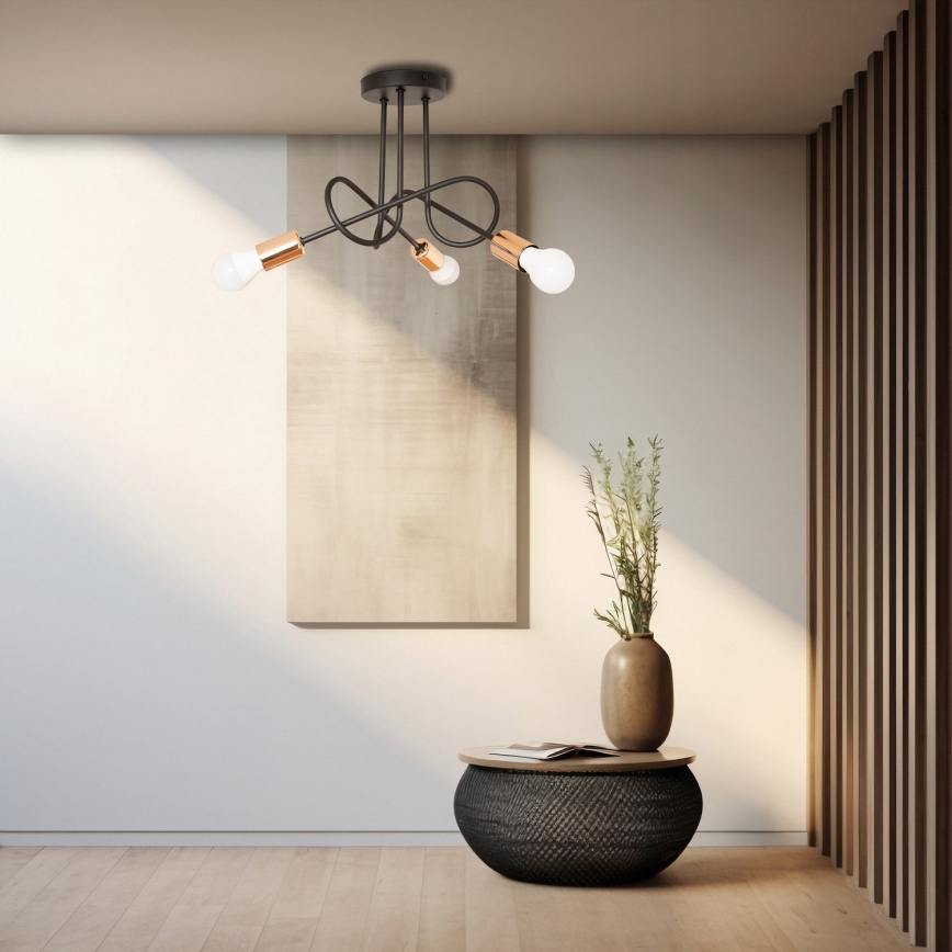 Candeeiro de tecto de superfície LED OXFORD 3xE27/15W/230V preto