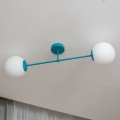 Candeeiro de tecto de superfície MOON 2xE27/15W/230V turquesa