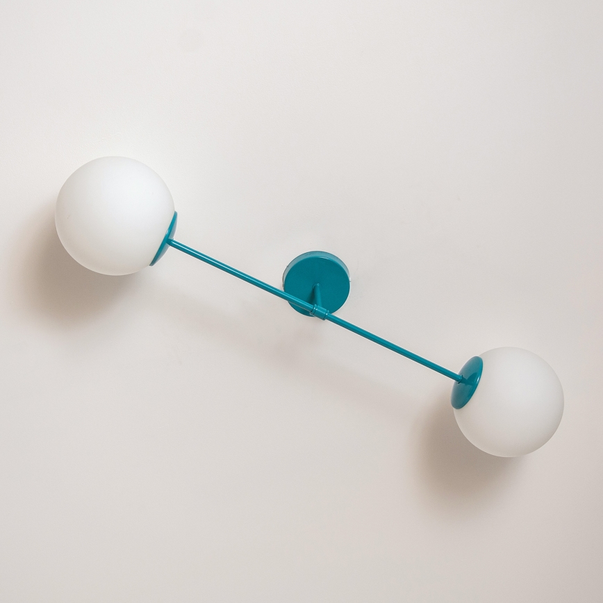 Candeeiro de tecto de superfície MOON 2xE27/15W/230V turquesa