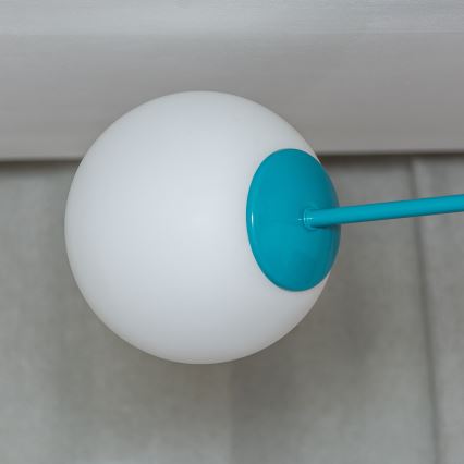 Candeeiro de tecto de superfície MOON 2xE27/15W/230V turquesa