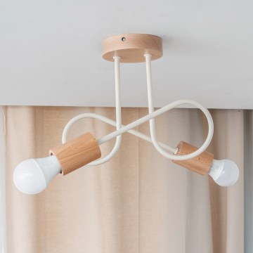 Candeeiro de tecto de superfície OXFORD 2xE27/15W/230V pinho/creme