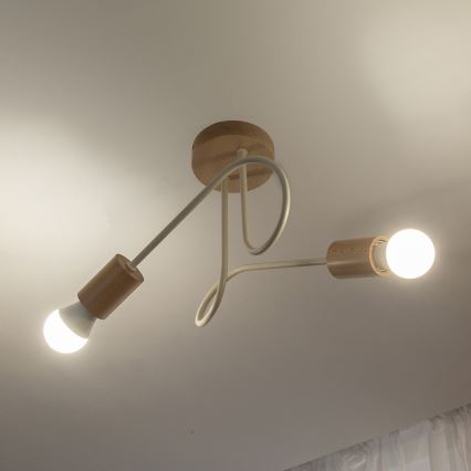 Candeeiro de tecto de superfície OXFORD 2xE27/15W/230V pinho/creme