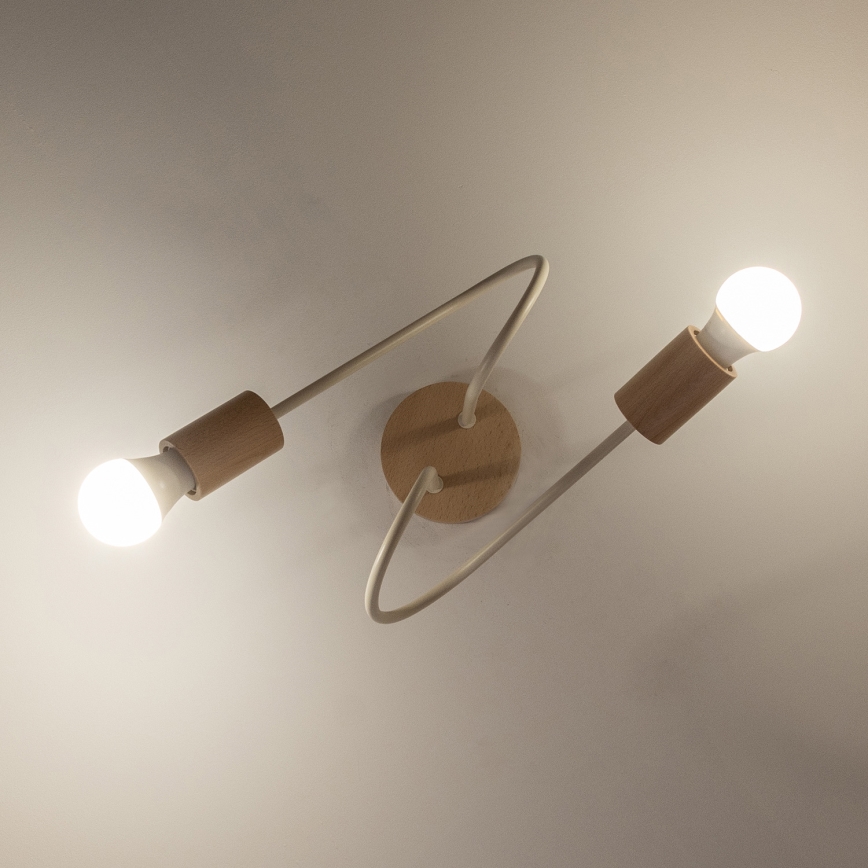 Candeeiro de tecto de superfície OXFORD 2xE27/15W/230V pinho/creme