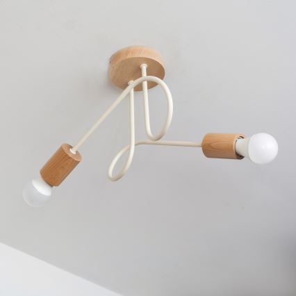 Candeeiro de tecto de superfície OXFORD 2xE27/15W/230V pinho/creme