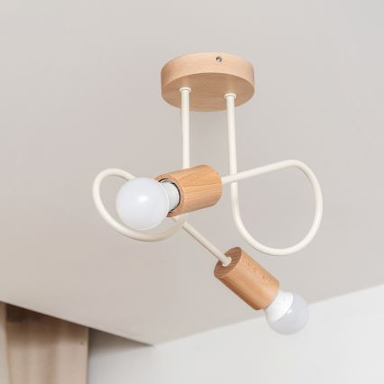 Candeeiro de tecto de superfície OXFORD 2xE27/15W/230V pinho/creme