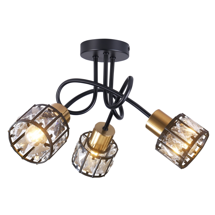 Candeeiro de tecto de superfície ZAHARA 3xE27/10W/230V preto