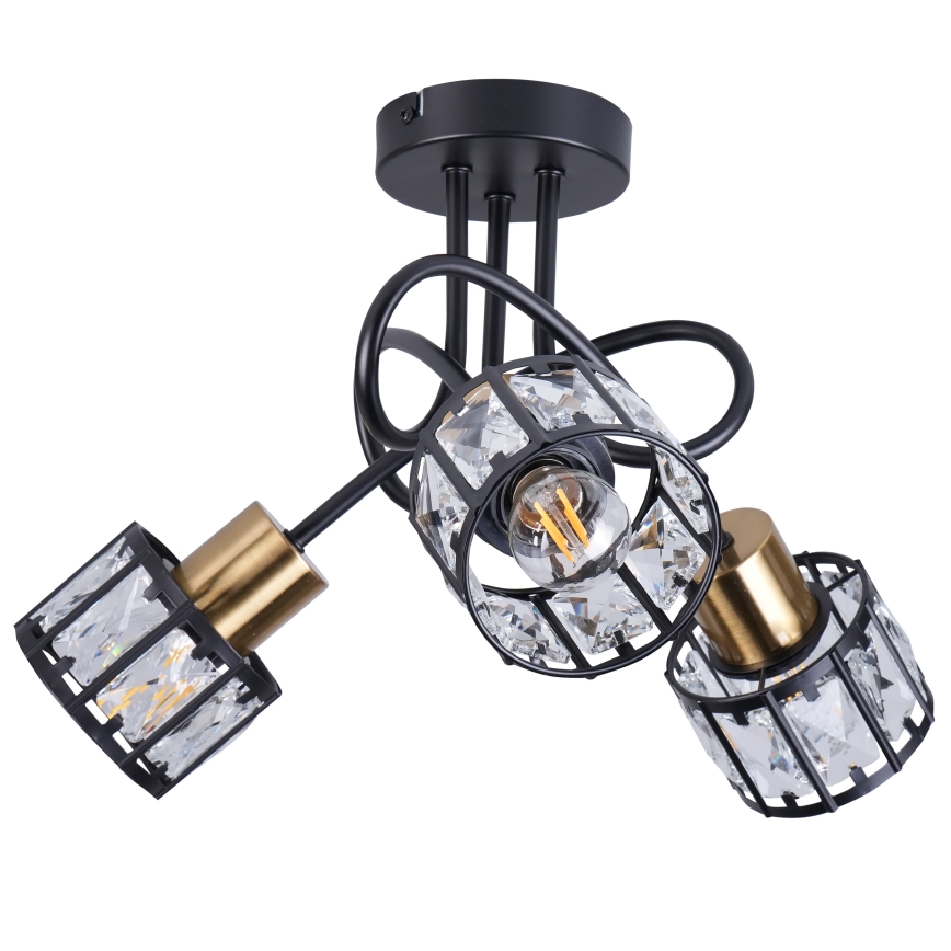 Candeeiro de tecto de superfície ZAHARA 3xE27/10W/230V preto