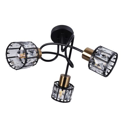 Candeeiro de tecto de superfície ZAHARA 3xE27/10W/230V preto
