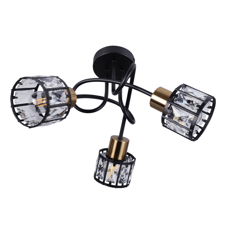 Candeeiro de tecto de superfície ZAHARA 3xE27/10W/230V preto
