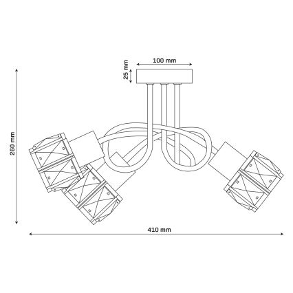 Candeeiro de tecto de superfície ZAHARA 3xE27/10W/230V preto