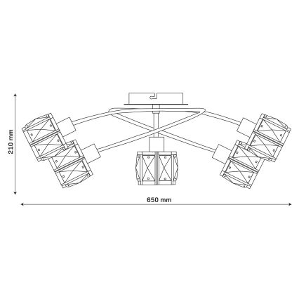Candeeiro de tecto de superfície ZAHARA 5xE27/10W/230V dourado