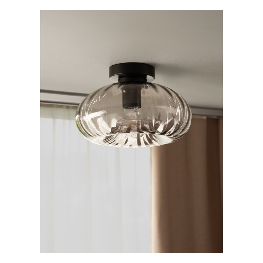 Osram - Luminária de teto DECOR SMOKE 1xE27/12W/230V Ø 28 cm preto/cinza fumê