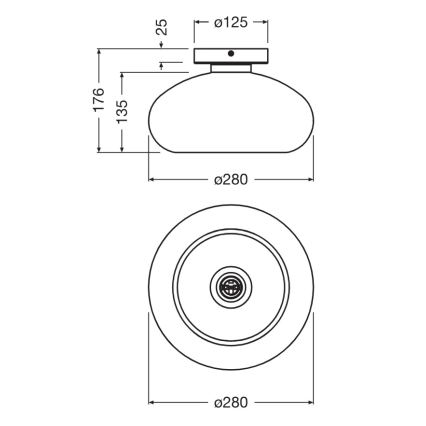 Osram - Luminária de teto DECOR SMOKE 1xE27/12W/230V Ø 28 cm preto/cinza fumê