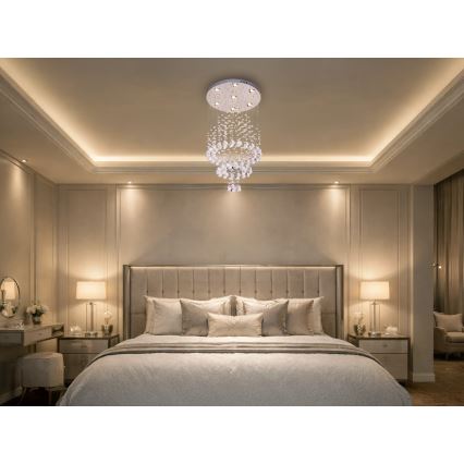Luminária de teto de cristal LED NAURU LED/24W/230V Ø 40 cm cromado brilhante + comando remoto