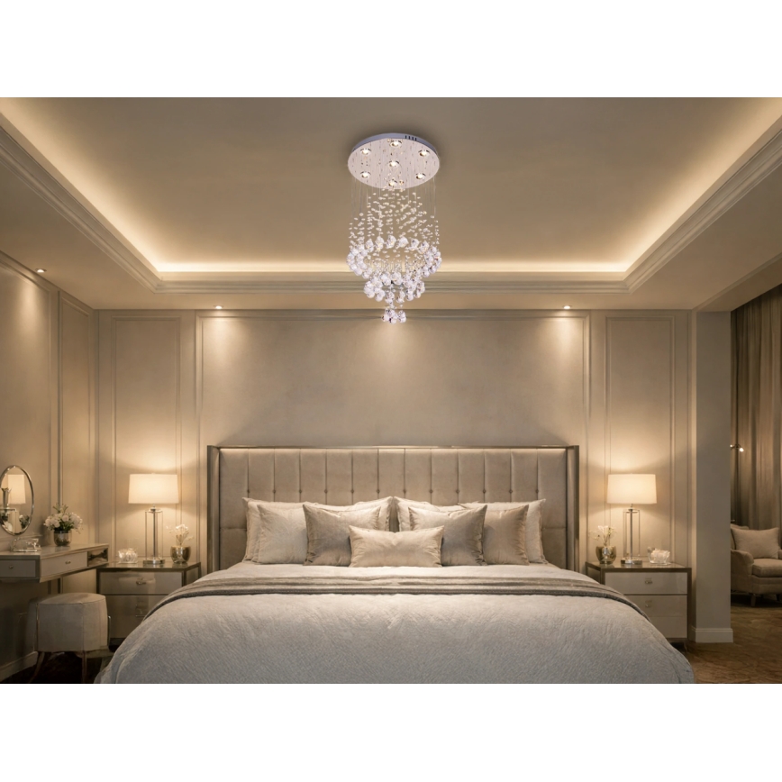 Luminária de teto de cristal LED NAURU LED/24W/230V Ø 40 cm cromado brilhante + comando remoto