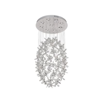 Candeeiro de teto de cristal LED SAMOA LED/30W/230V Ø 40 cm cromo brilhante + comando à distância