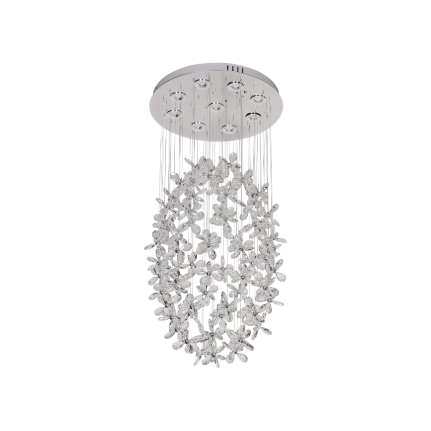 Candeeiro de teto de cristal LED SAMOA LED/30W/230V Ø 40 cm cromo brilhante + comando à distância