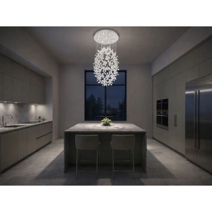 Candeeiro de teto de cristal LED SAMOA LED/30W/230V Ø 40 cm cromo brilhante + comando à distância