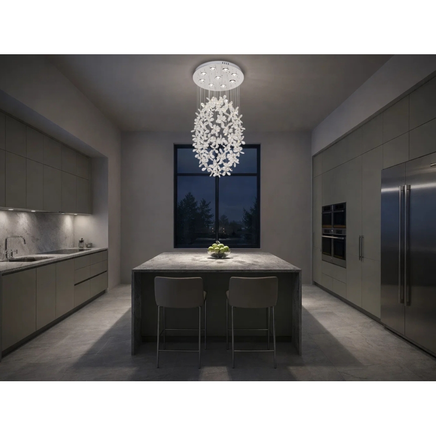 Candeeiro de teto de cristal LED SAMOA LED/30W/230V Ø 40 cm cromo brilhante + comando à distância